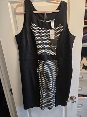 NWT Black & White Mesh Dot Sheath Dress